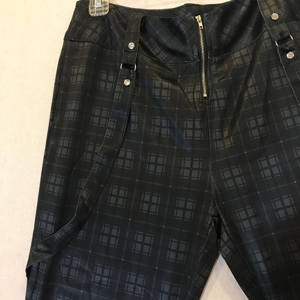 Lapa Black Plaid Pants Stretchy Satin Size L